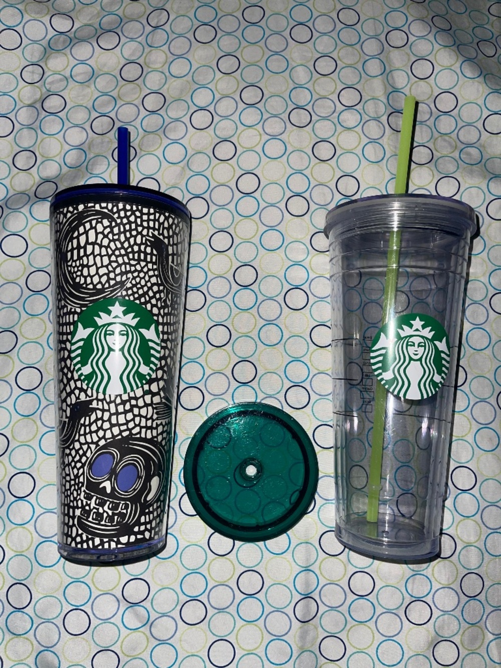 Starbucks 2020 GITD Skulls & Crows Halloween Exclusive & 2012 Clear Acrylic